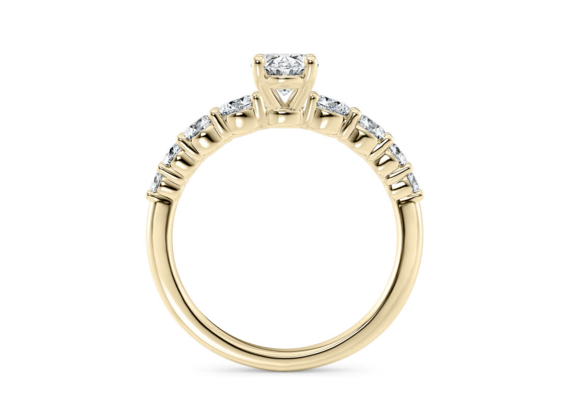 Lyra Diamond Band Yellow Gold 18k Oval Engagement Ring