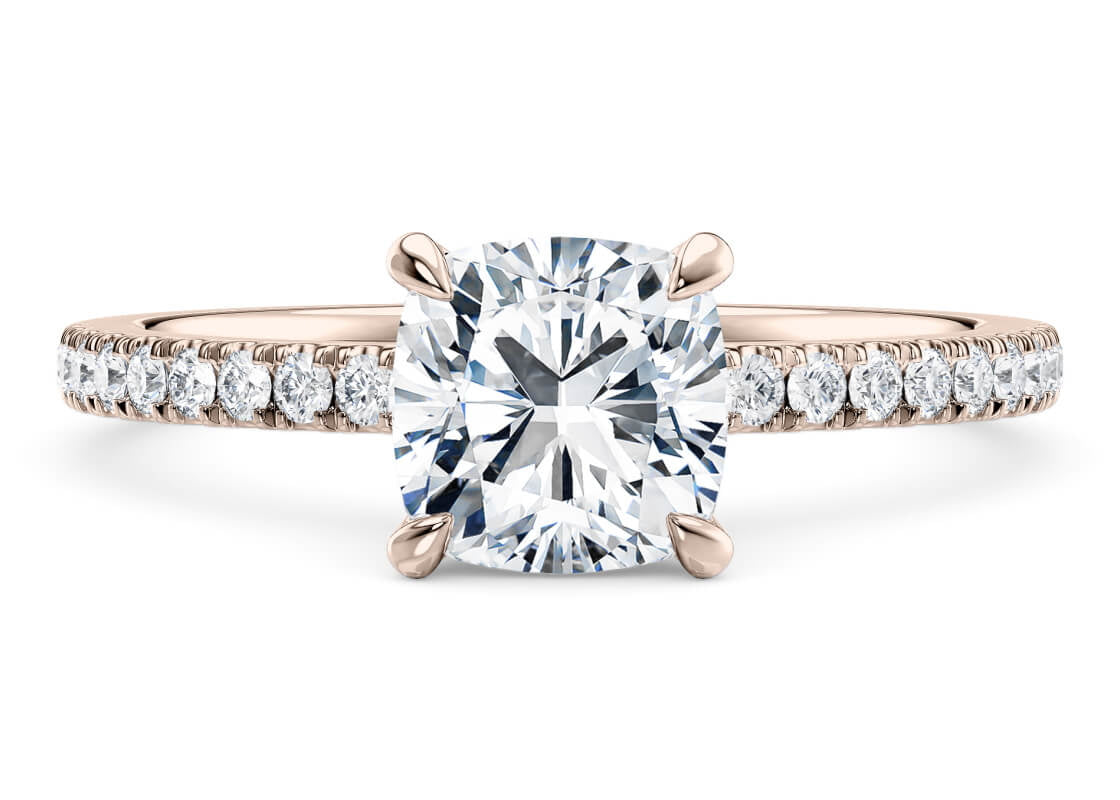 Aria Diamond Band Rose Gold 18k Cushion Engagement Ring