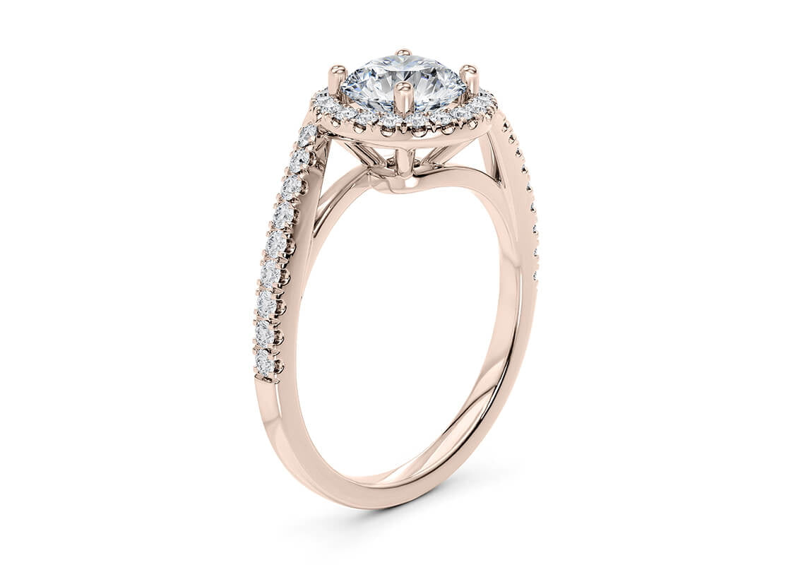 Kew Halo Rose Gold 18k Round Engagement Ring