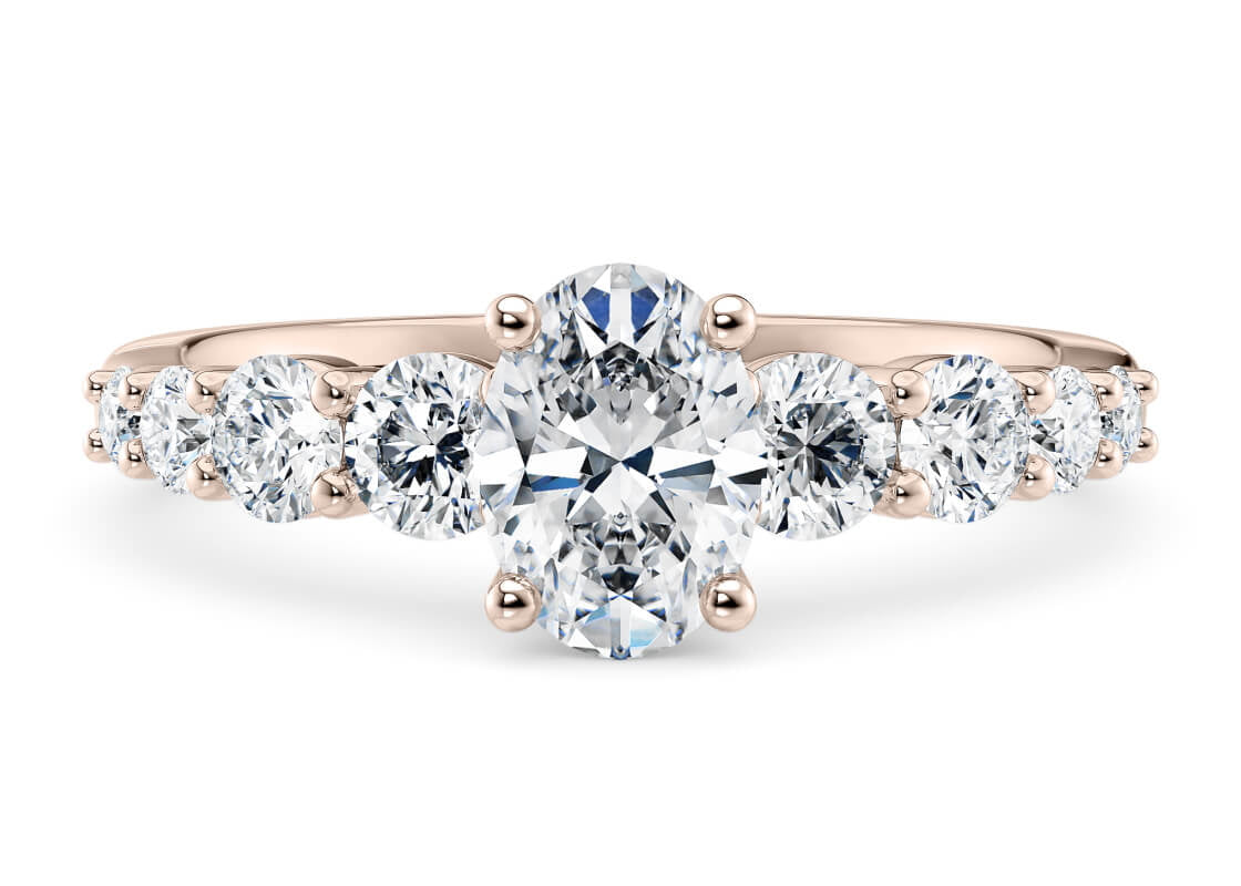 Lyra Diamond Band Rose Gold 18k Oval Engagement Ring