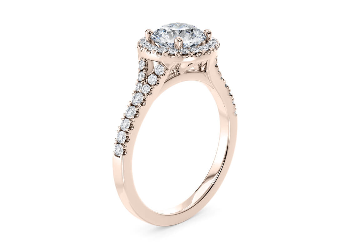 Battersea Halo Rose Gold 18k Round Engagement Ring