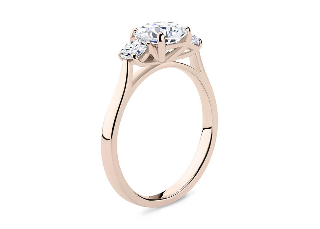 Roma Trilogy Rose Gold 18k Cushion Engagement Ring