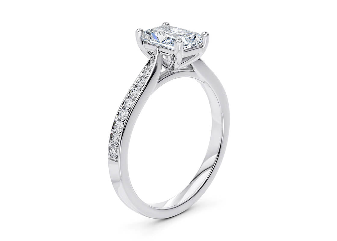 Victoria Diamond Band Platinum Radiant Engagement Ring