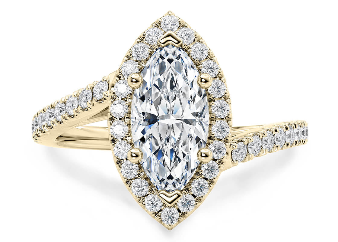 Kew Halo Yellow Gold 18k Marquise Engagement Ring