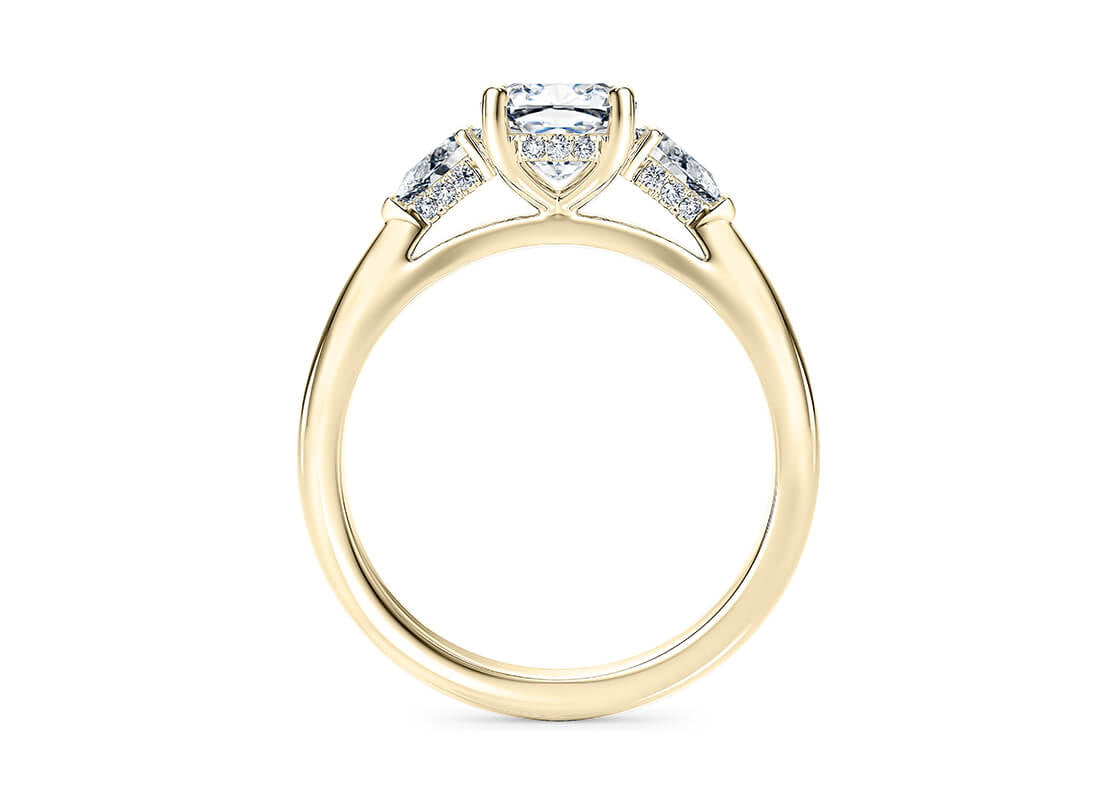 Florence Trilogy Yellow Gold 18k Cushion Engagement Ring