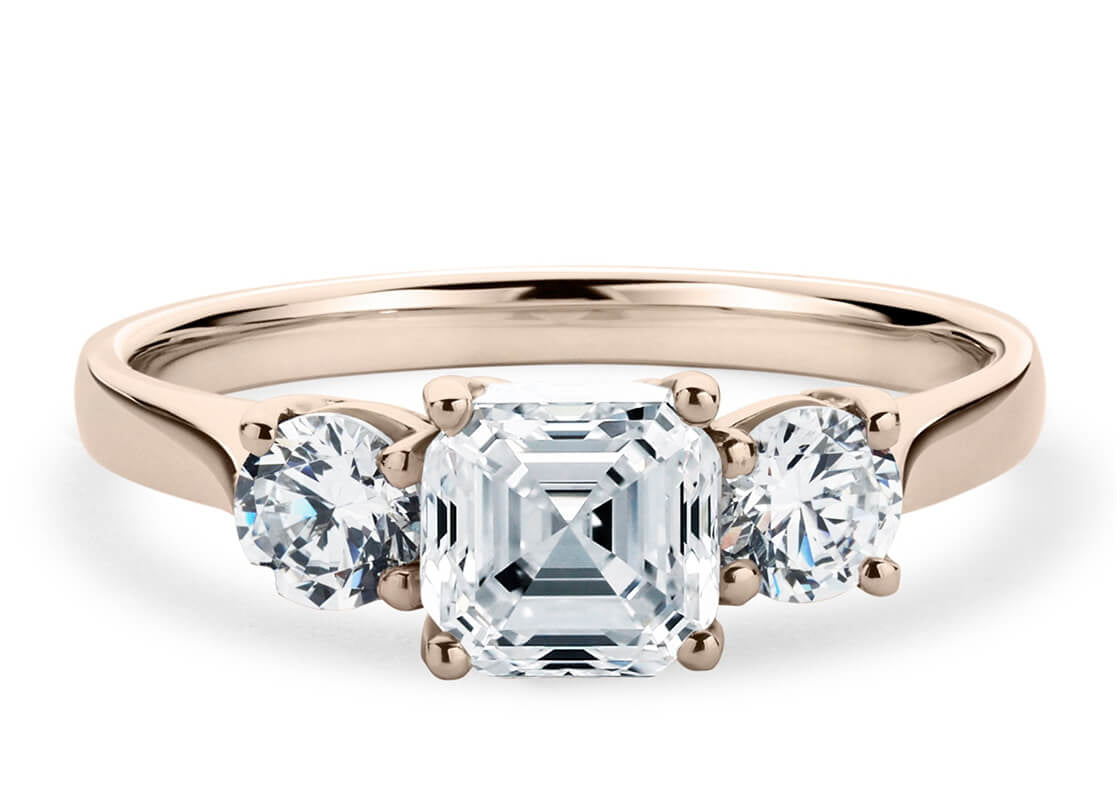 Roma Trilogy Rose Gold 18k Emerald Engagement Ring
