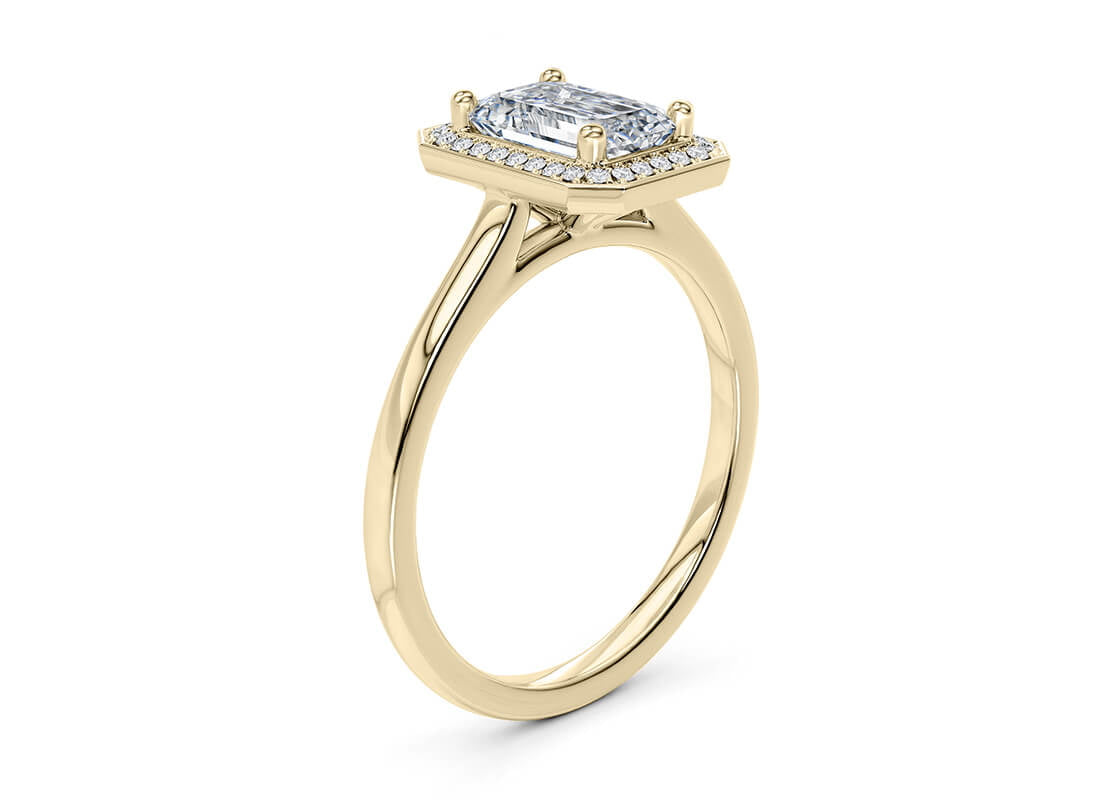 Minerva Halo Yellow Gold 18k Emerald Engagement Ring