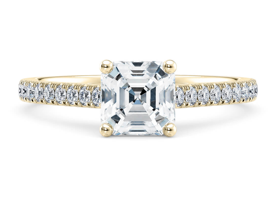 1477 Vintage Yellow Gold 18k Asscher Engagement Ring