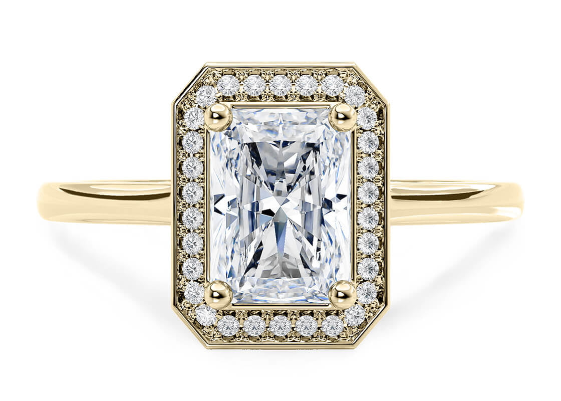 Minerva Halo Yellow Gold 18k Radiant Engagement Ring