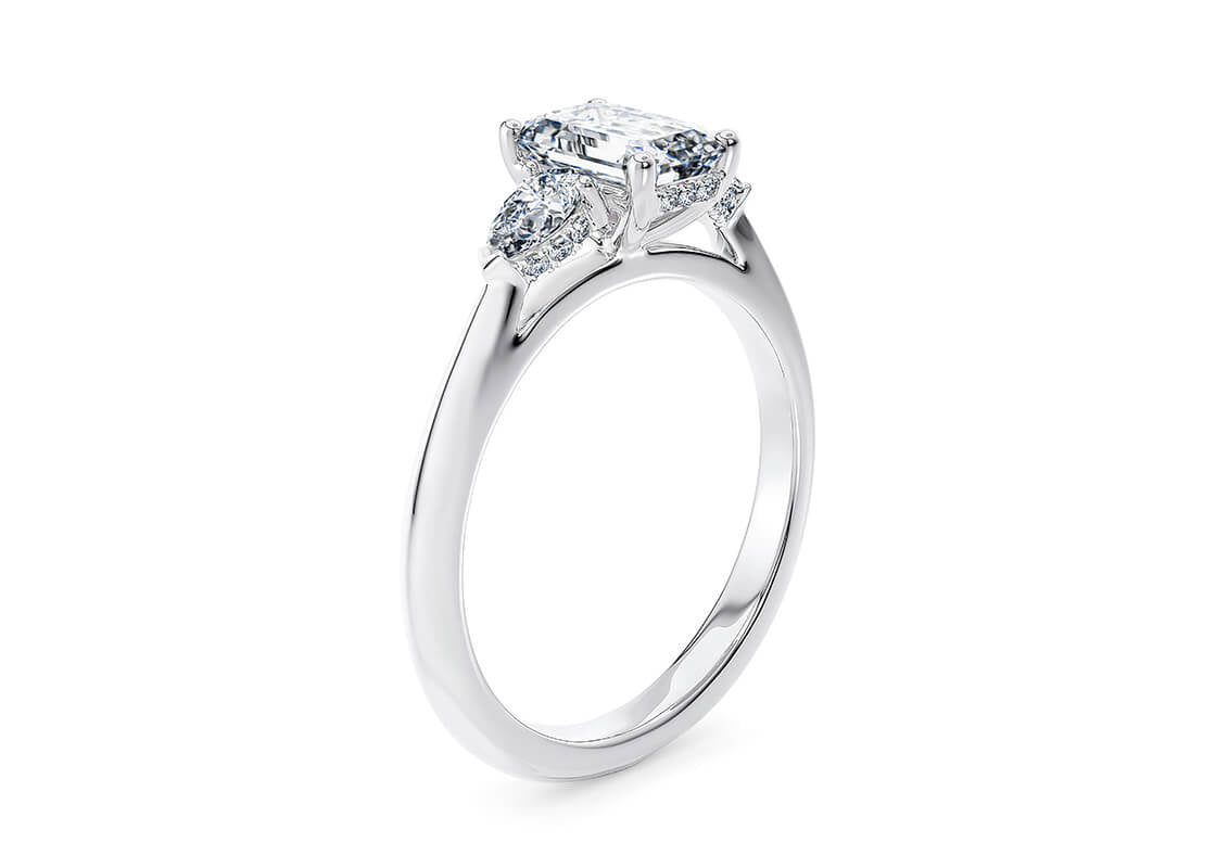 Florence Trilogy Platinum Emerald Engagement Ring