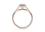 Battersea Halo Rose Gold 18k Emerald Engagement Ring