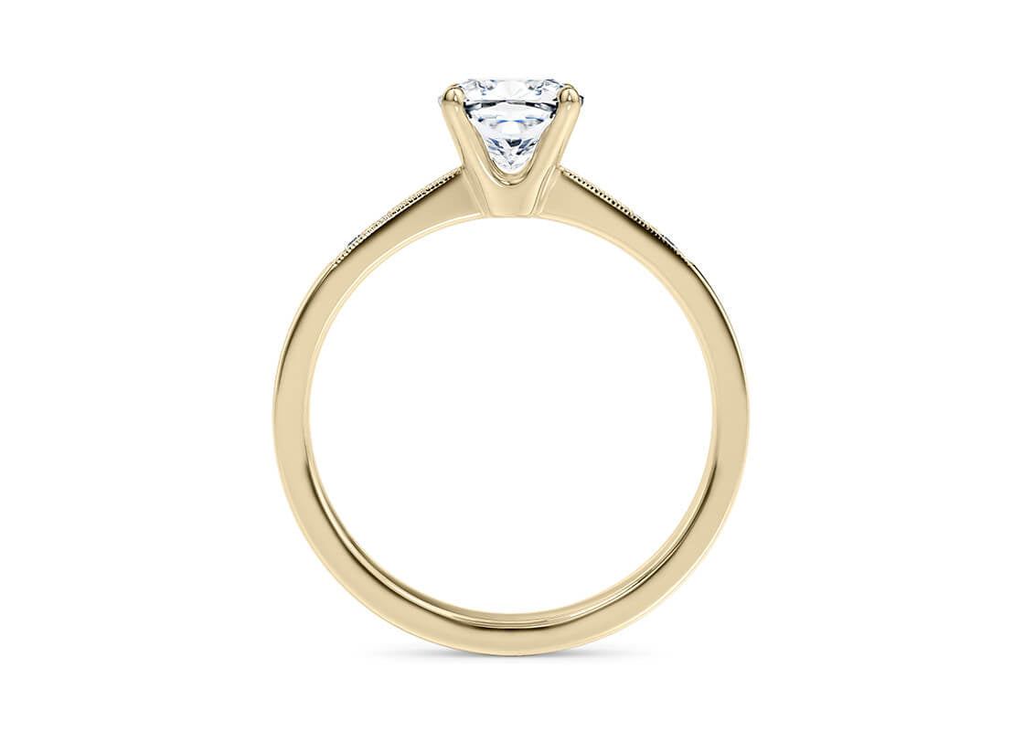 Delicacy Vintage Yellow Gold 18k Cushion Engagement Ring