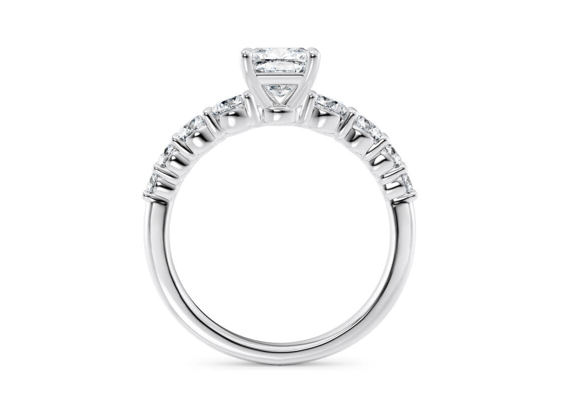 Lyra Diamond Band Platinum Cushion Engagement Ring