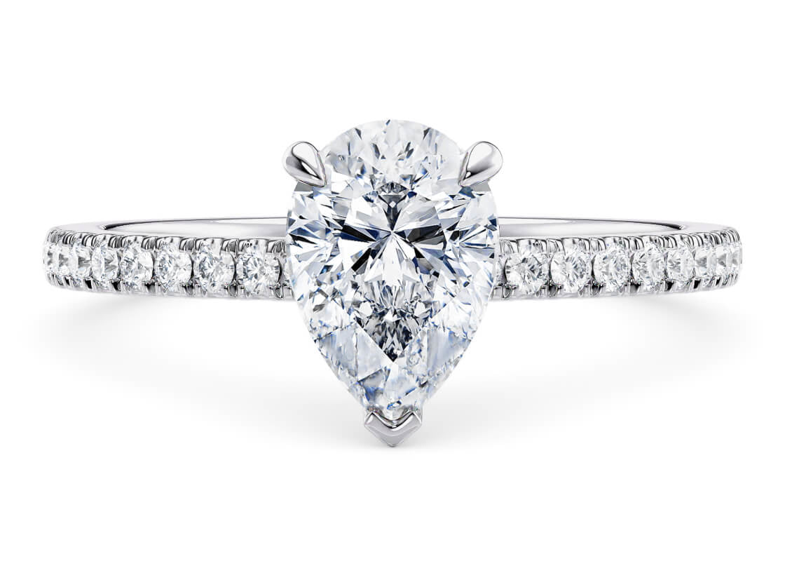 Aria Diamond Band Platinum Pear Engagement Ring