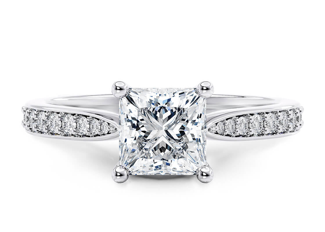 Victoria Diamond Band Platinum Princess Engagement Ring
