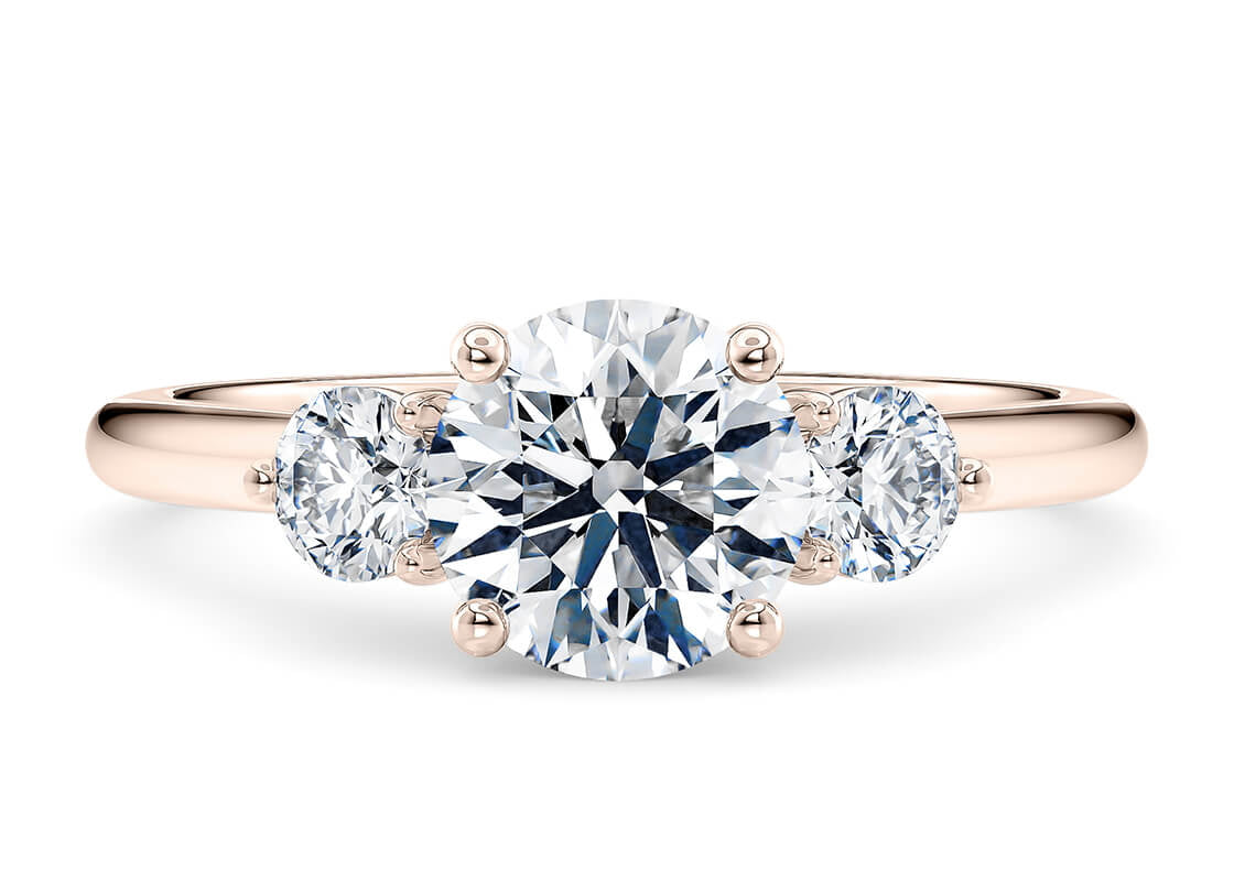 Valencia Trilogy Rose Gold 18k Round Engagement Ring