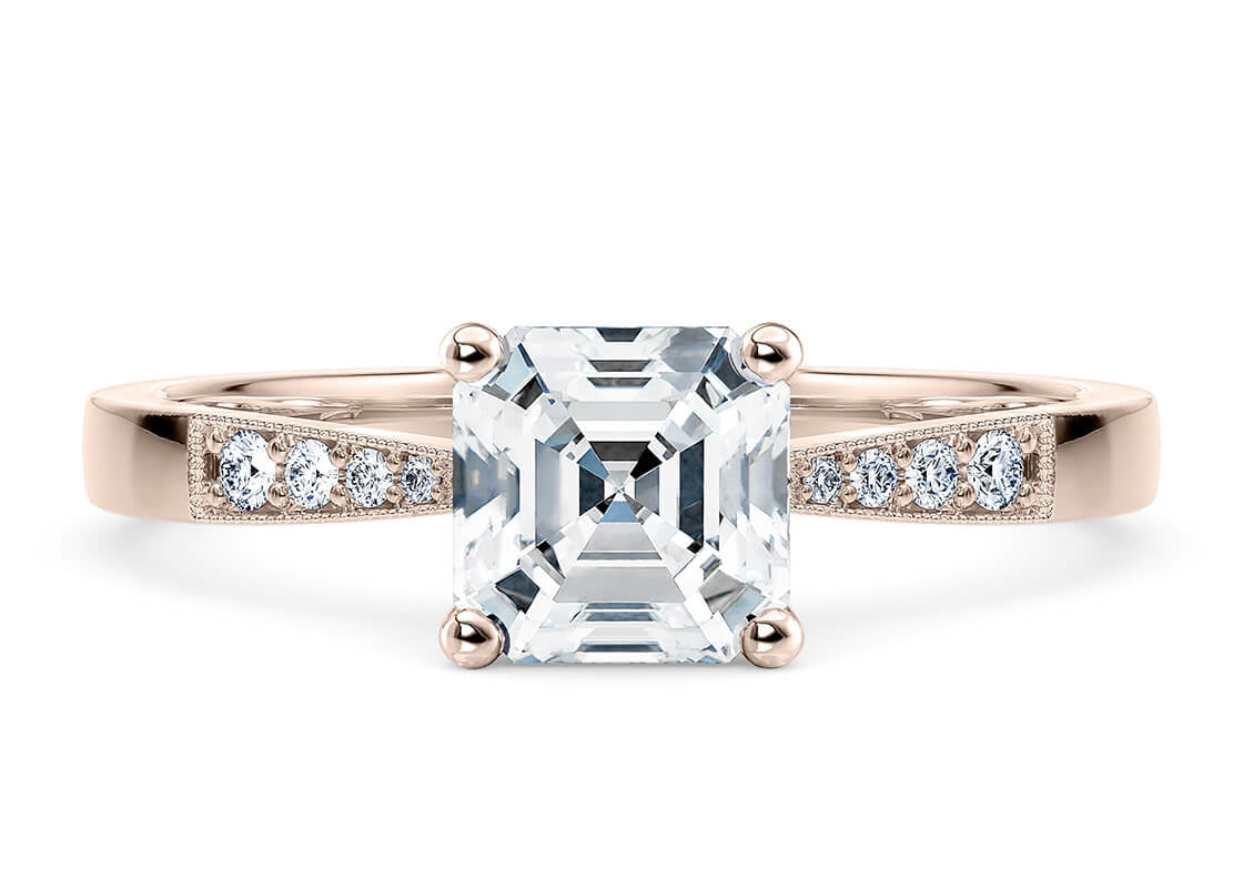 Delicacy Vintage Rose Gold 18k Asscher Engagement Ring