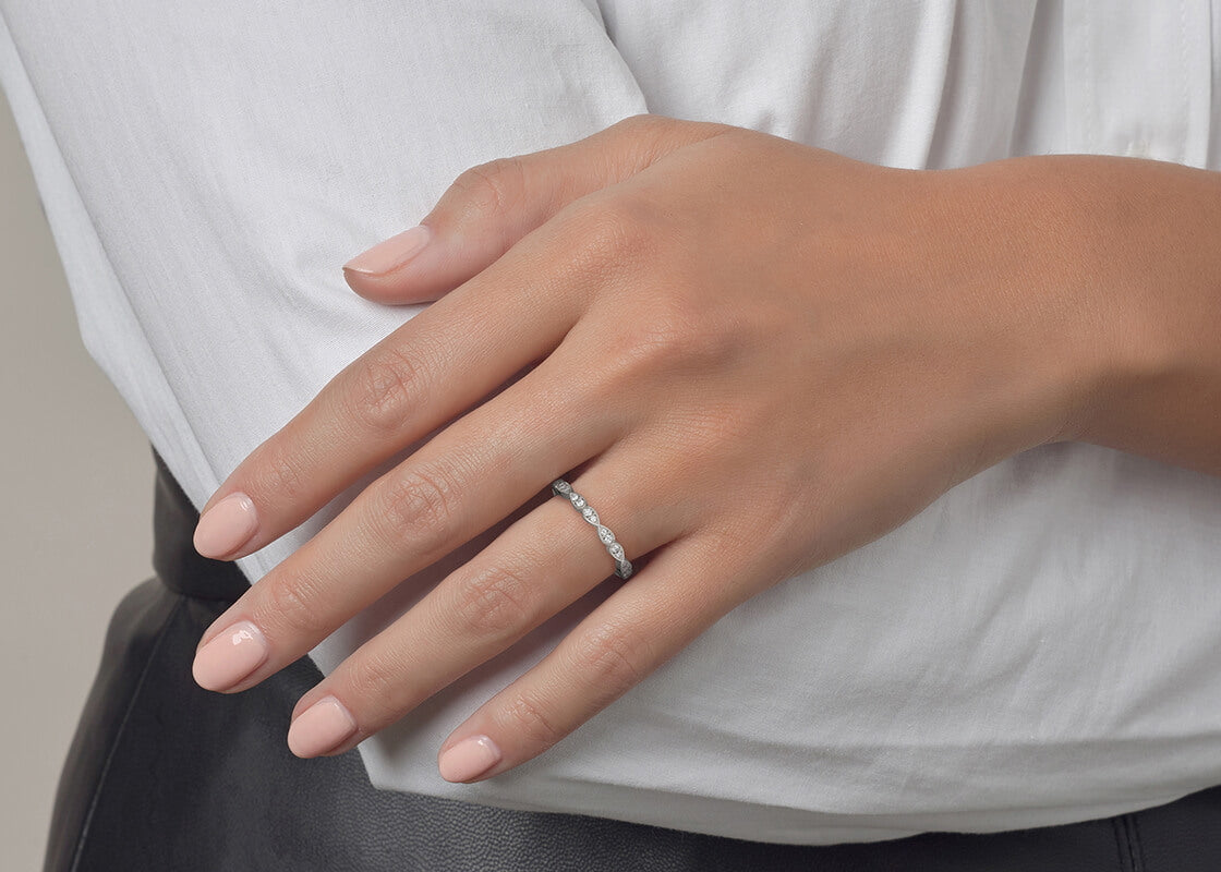 Primrose White Gold 18k Half Set Eternity Ring