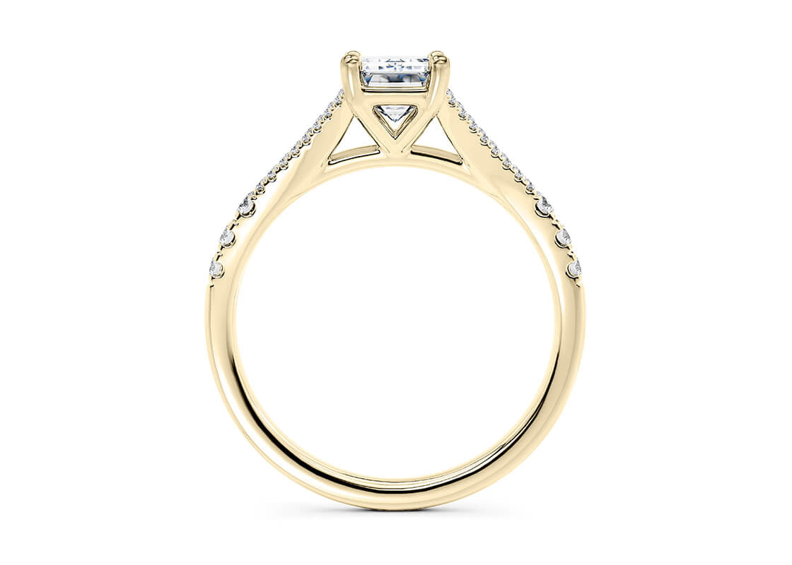 Oxford Diamond Band Yellow Gold 18k Emerald Engagement Ring