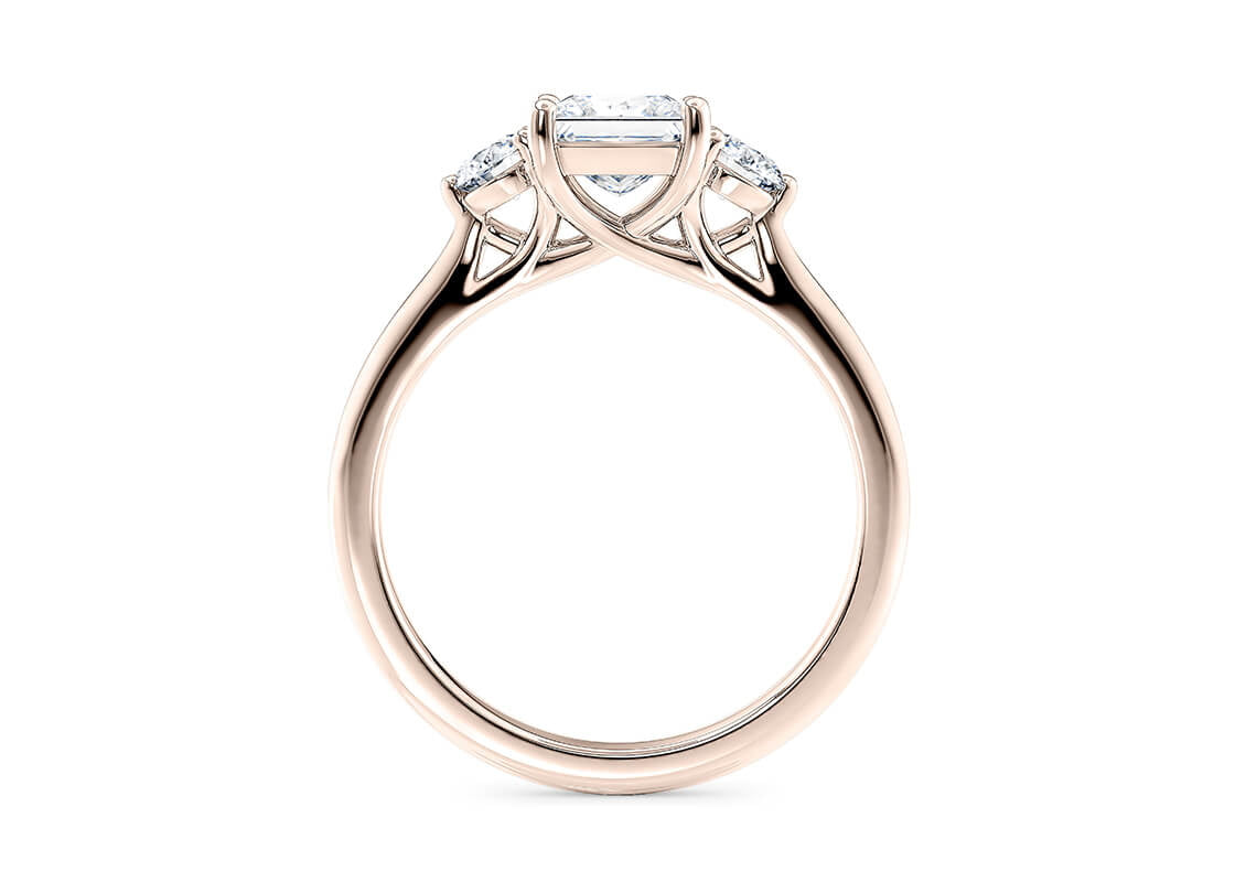 Valencia Trilogy Rose Gold 18k Princess Engagement Ring