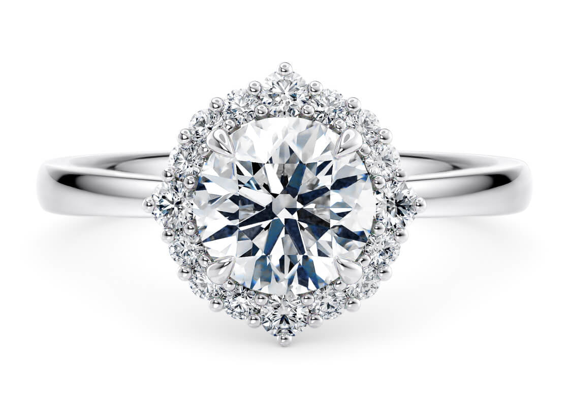 Esther Halo Platinum Round Engagement Ring