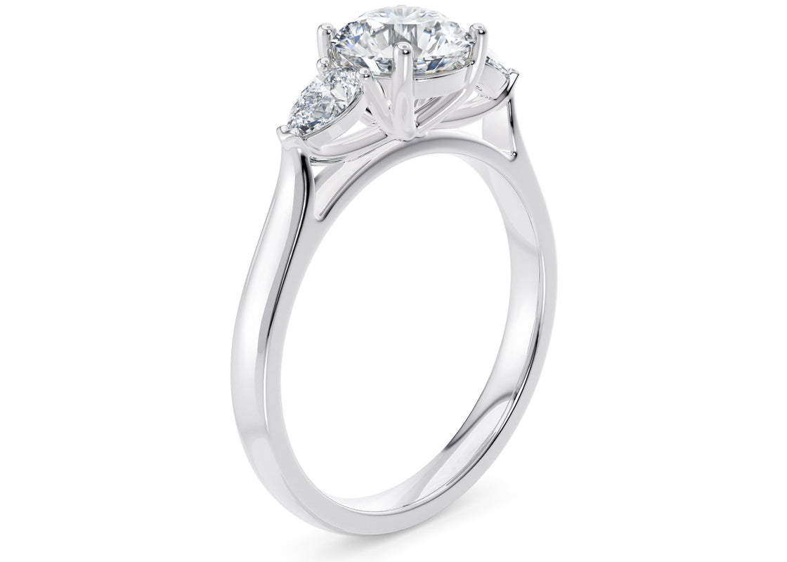 Barcelona Trilogy White Gold 18k Round Engagement Ring