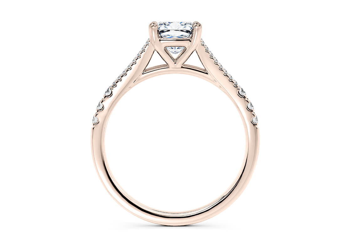 Oxford Diamond Band Rose Gold 18k Cushion Engagement Ring