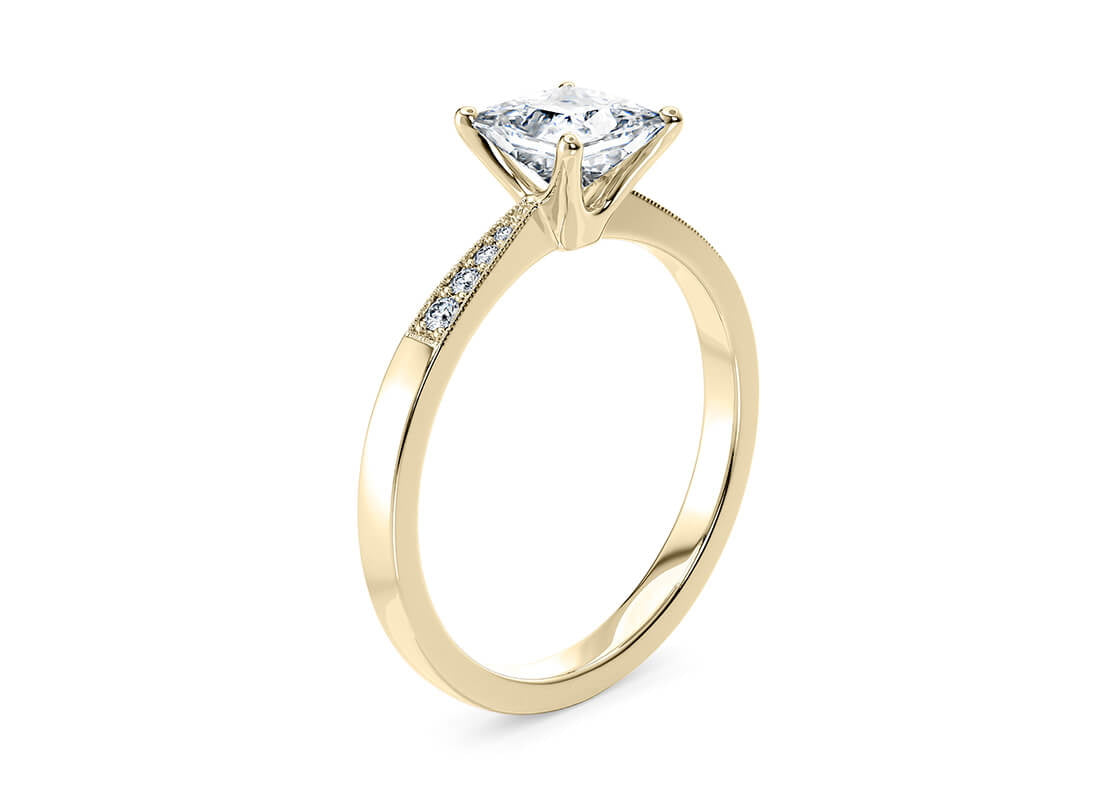 Delicacy Vintage Yellow Gold 18k Princess Engagement Ring