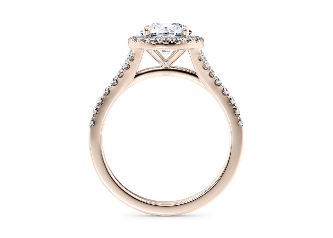 Battersea Halo Rose Gold 18k Round Engagement Ring