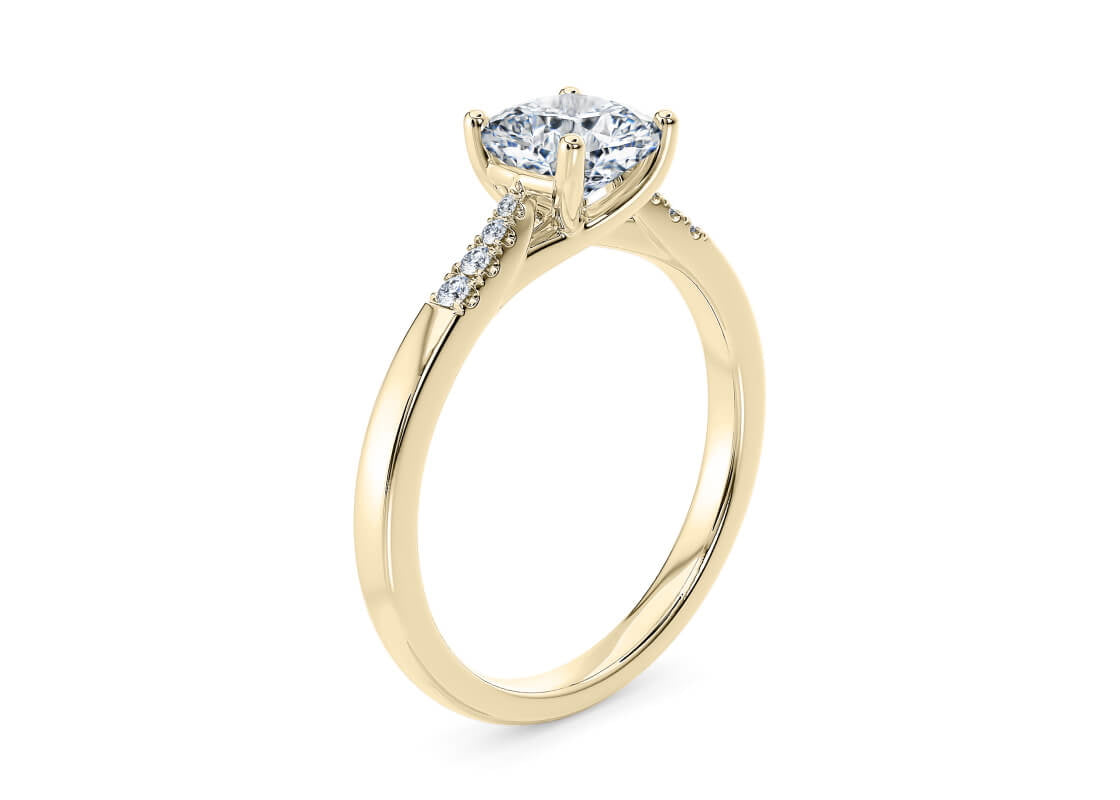 Thea Diamond Band Yellow Gold 18k Cushion Engagement Ring