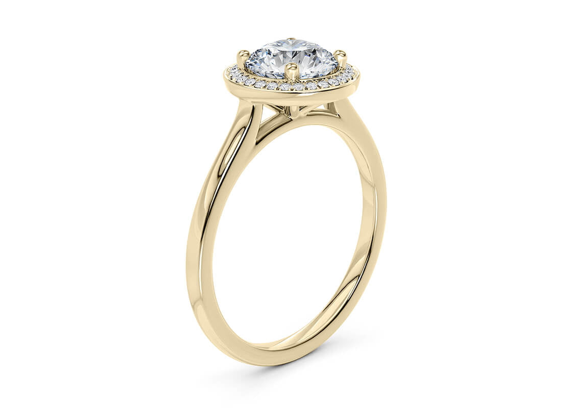 Minerva Halo Yellow Gold 18k Round Engagement Ring