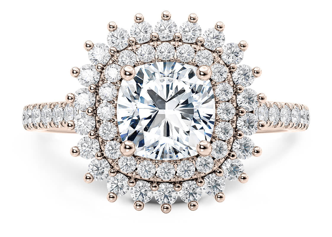 Berkeley Halo Rose Gold 18k Cushion Engagement Ring