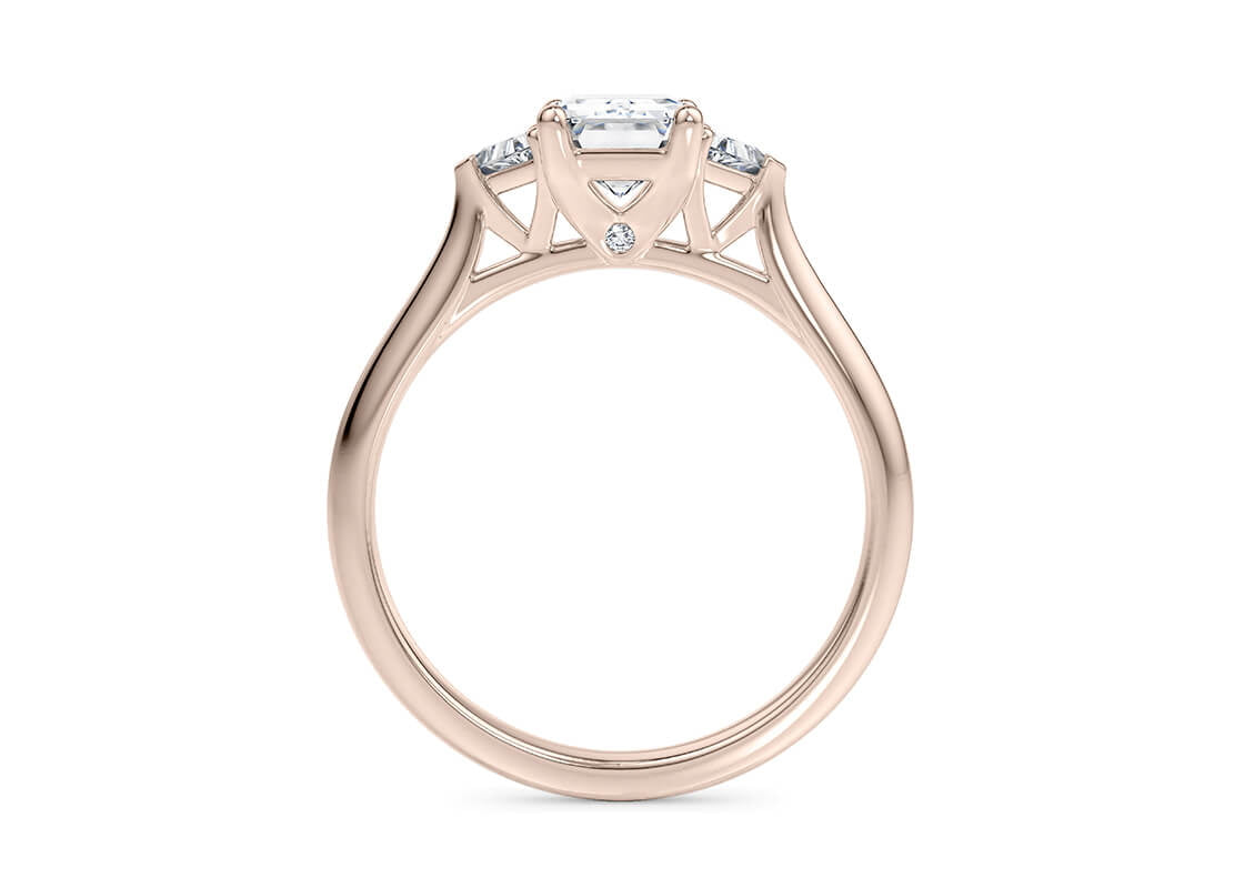 Paris Trilogy Rose Gold 18k Emerald Engagement Ring