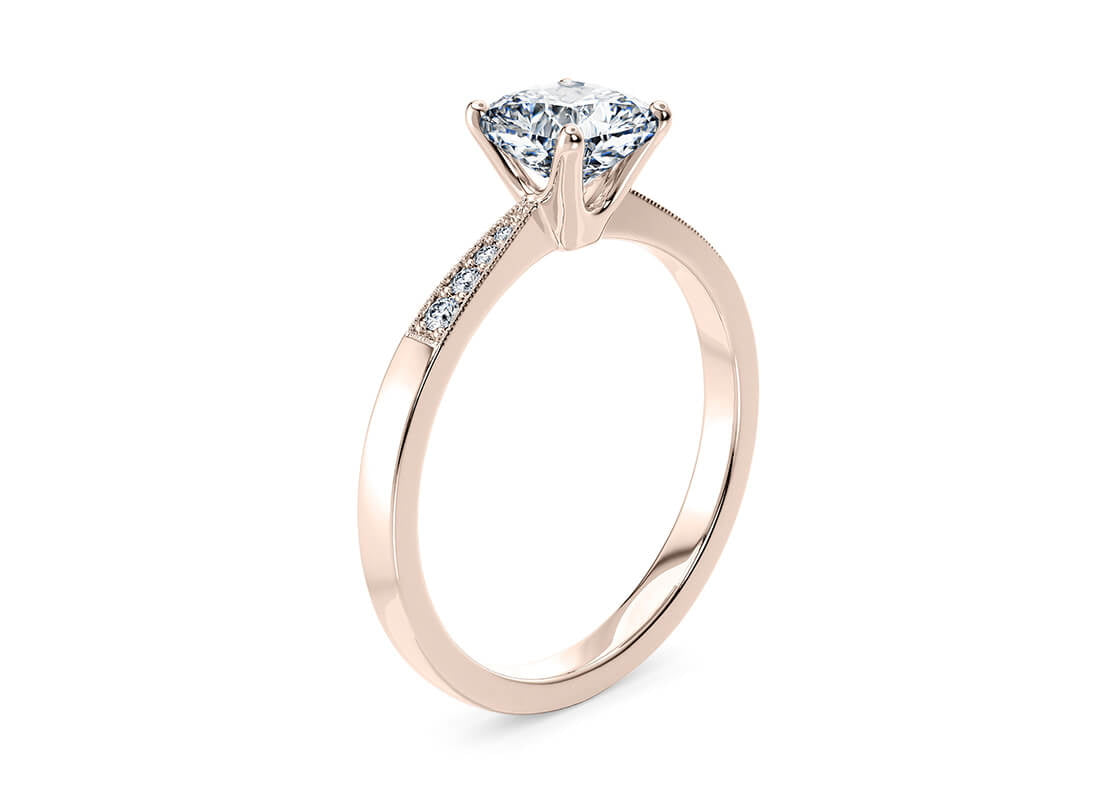 Delicacy Vintage Rose Gold 18k Cushion Engagement Ring