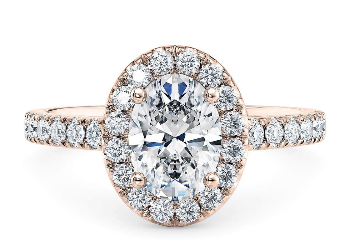 Medici Halo Rose Gold 18k Oval Engagement Ring