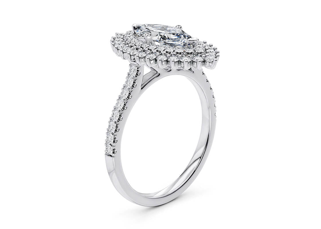 Berkeley Halo Platinum Marquise Engagement Ring