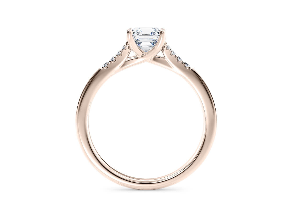 Thea Diamond Band Rose Gold 18k Asscher Engagement Ring
