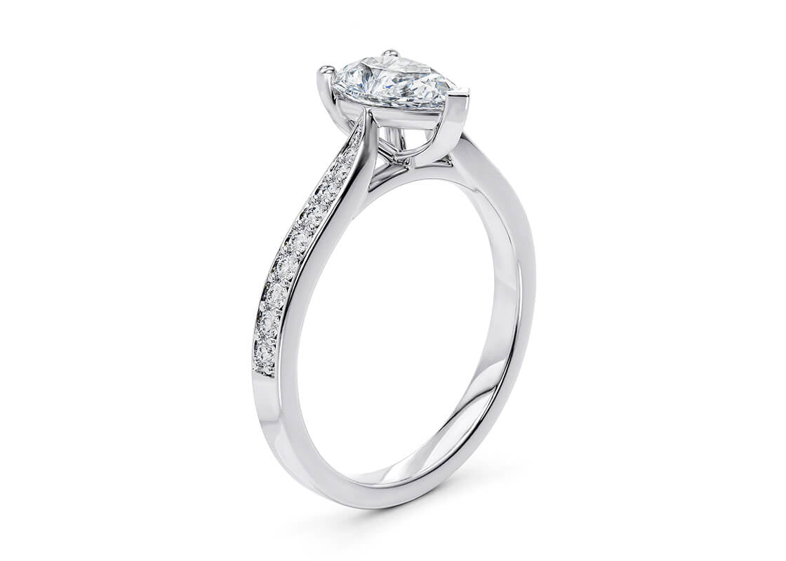 Victoria Diamond Band Platinum Pear Engagement Ring