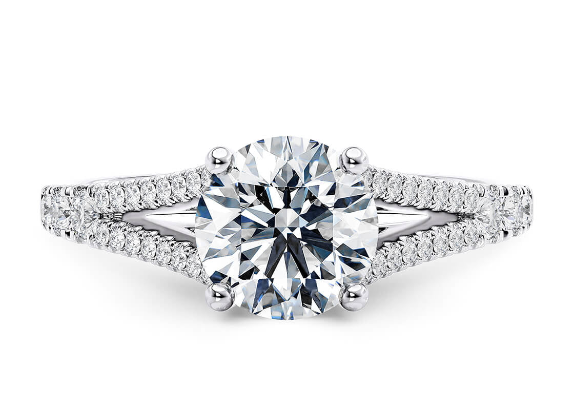 Oxford Diamond Band Platinum Round Engagement Ring