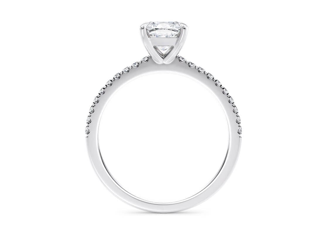 Aria Diamond Band White Gold 18k Cushion Engagement Ring