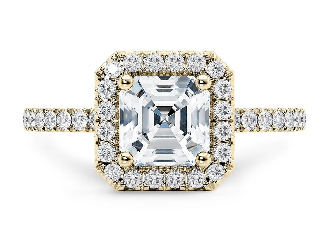 Isabella Halo Yellow Gold 18k Asscher Engagement Ring