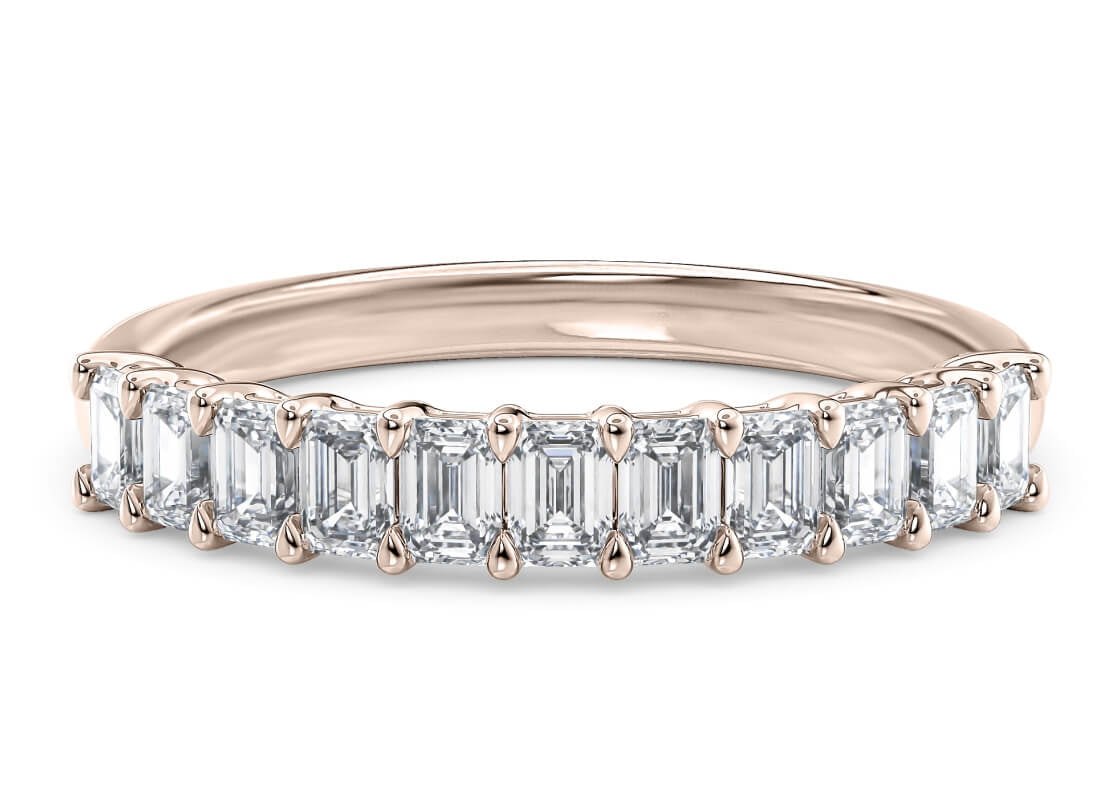 Regent Emerald Half Set Rose Gold 18k Natural Eternity Ring