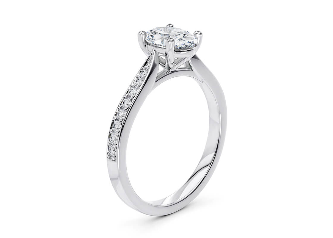 Victoria Diamond Band Platinum Oval Engagement Ring