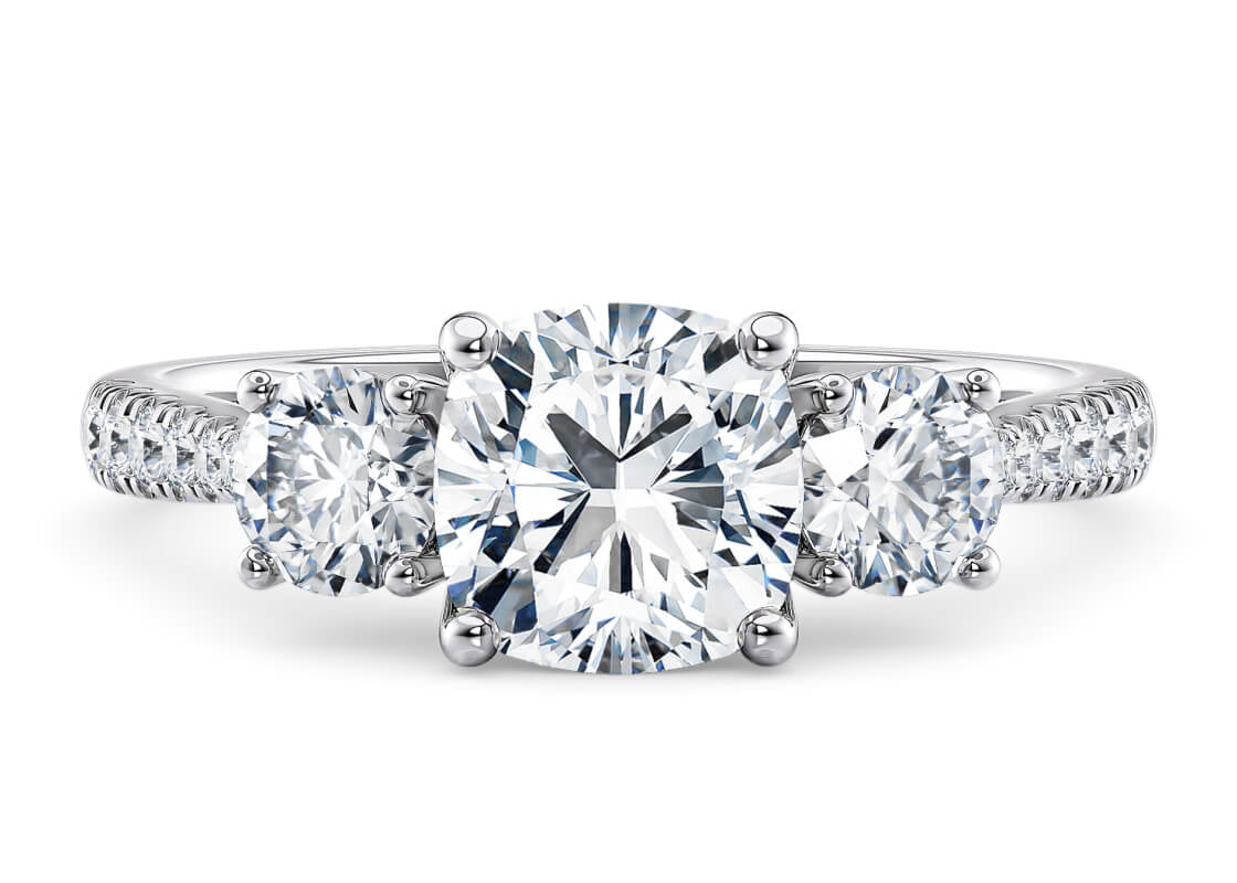 Lisbon Trilogy Platinum Cushion Engagement Ring