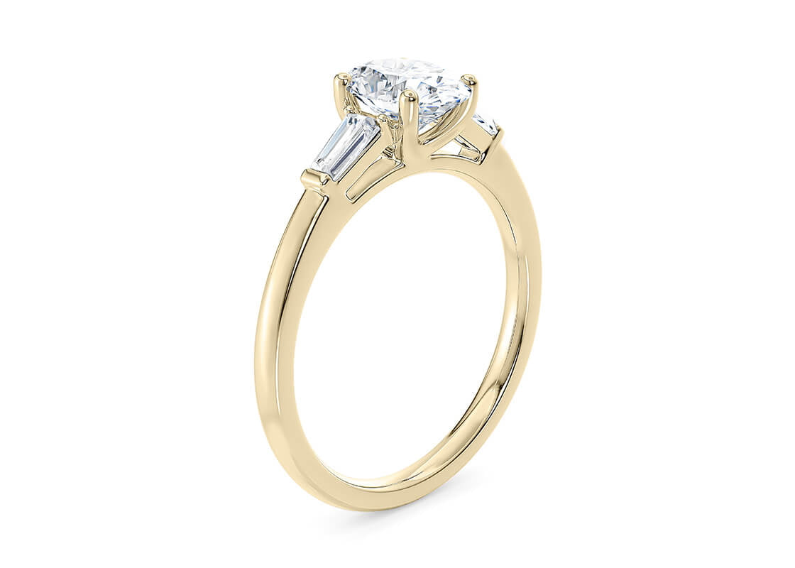 Alexandria Trilogy Yellow Gold 18k Oval Engagement Ring