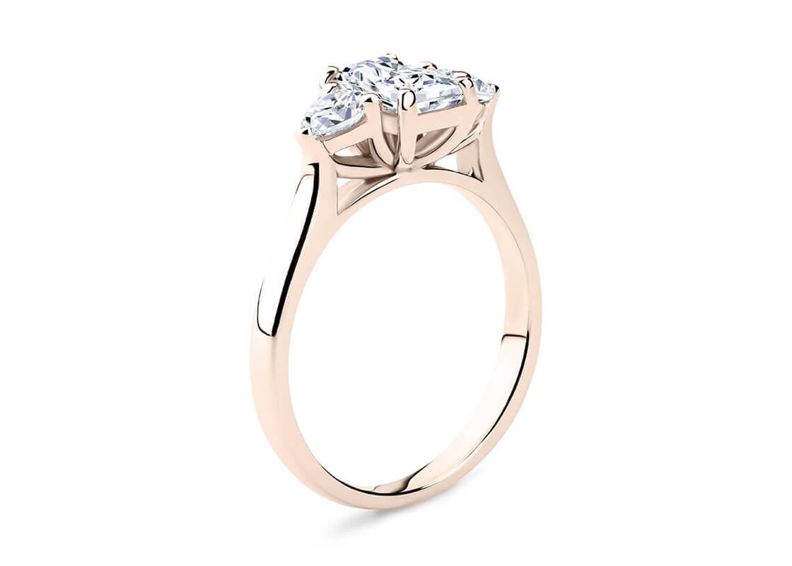 Barcelona Trilogy Rose Gold 18k Emerald Engagement Ring