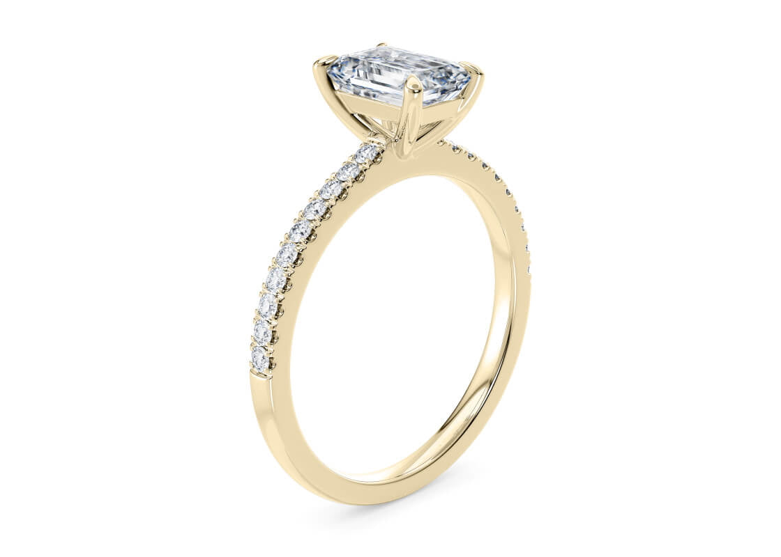 Aria Diamond Band Yellow Gold 18k Emerald Engagement Ring