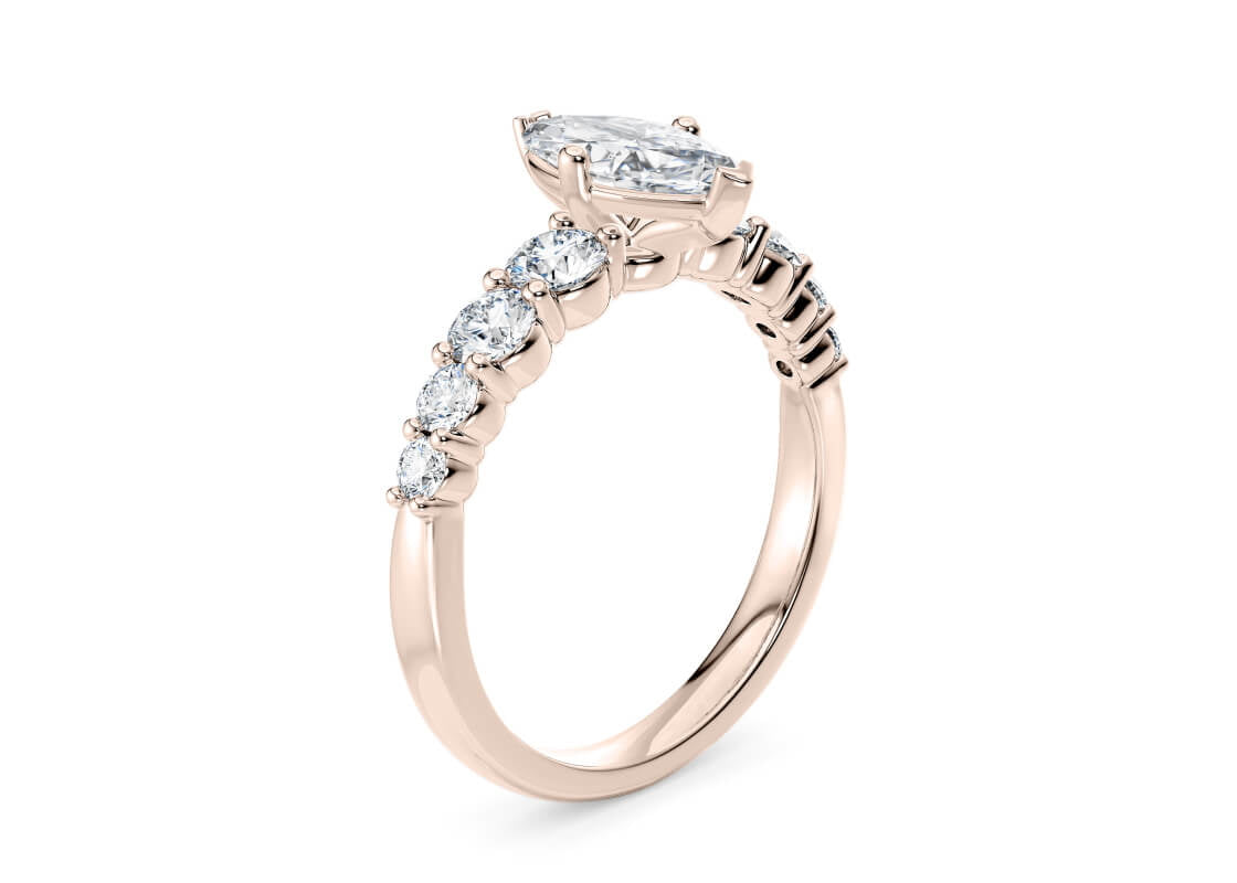 Lyra Diamond Band Rose Gold 18k Marquise Engagement Ring