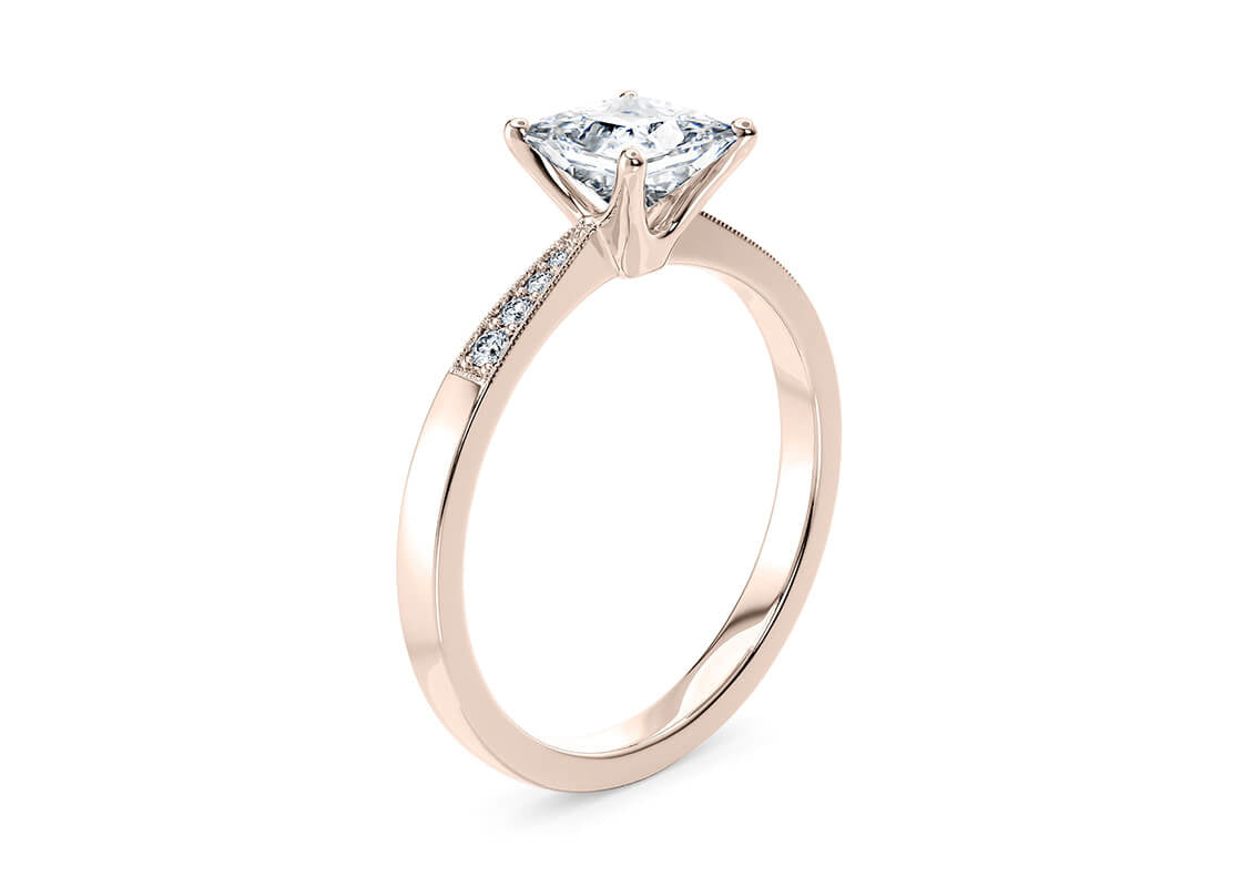 Delicacy Vintage Rose Gold 18k Princess Engagement Ring
