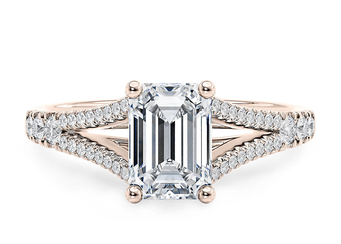 Oxford Diamond Band Rose Gold 18k Emerald Engagement Ring